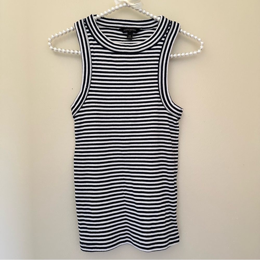 Banana Republic Black and White Striped Tank Top XS